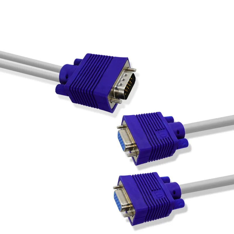 RGB VGA SVGA Male to 2 VGA two HDB15 Female Splitter Adapter extension Cable w/ core splitter adaptor connector converter