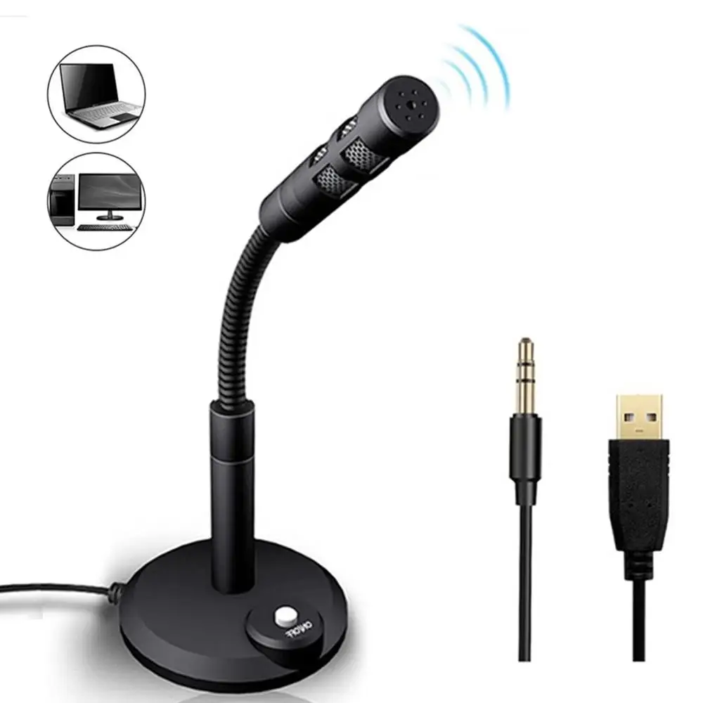 Supporto per microfono da studio da 3,5 mm Supporto per microfono vocale Microfono da tavolo USB Mini computer portatile per PC