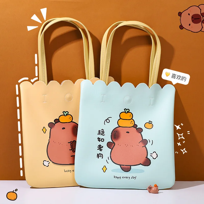 

Kawaii Capibala женская сумка через плечо из искусственной кожи с мультяшным принтом рюкзак большой емкости Wowen сумки пуговицы дизайн студенческий подарок новинка