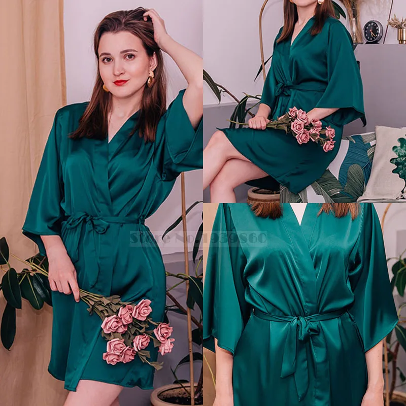 Women Sleepwear Sleepwear Pajamas Kimono Bathrobe Gown Female Robe Set Satin Sleepwear Casual Nightgown Bridal Wedding Gift Sexy Nightwear Intimate Lingerie