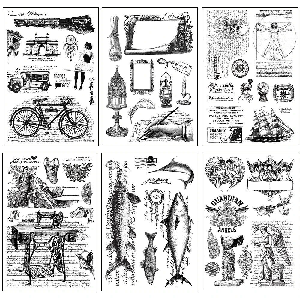 6pcs High Quality Silicone Clear Stamps - Vintage Styles for DIY  Scrapbooking & Journaling