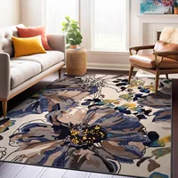 Modern Floral Print Living Room Carpet Light Luxury Large Area Bedroom Plush Rug High-end Coffee Table Floor Mat Ковер Tapis 러그 2