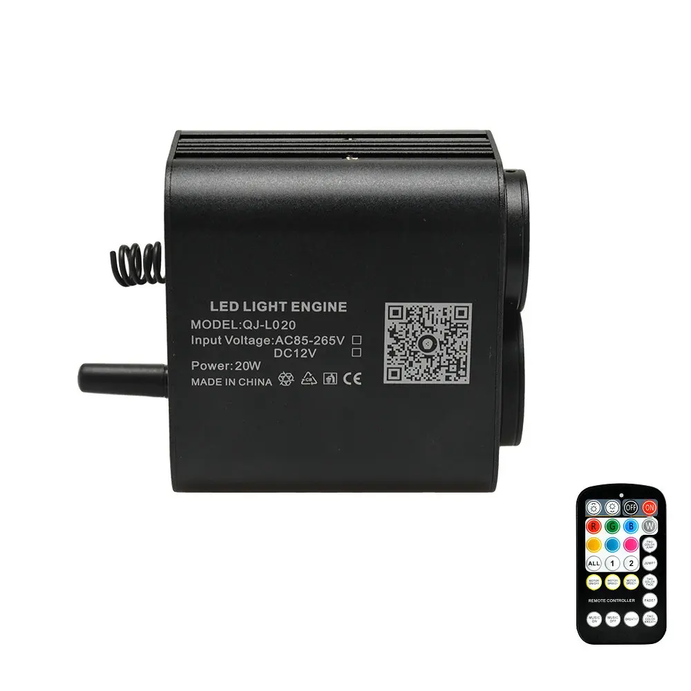 Starlight-luz de techo con Sensor de sonido, luz RGBW de fibra óptica, con doble cabezal, diferentes colores, 20W