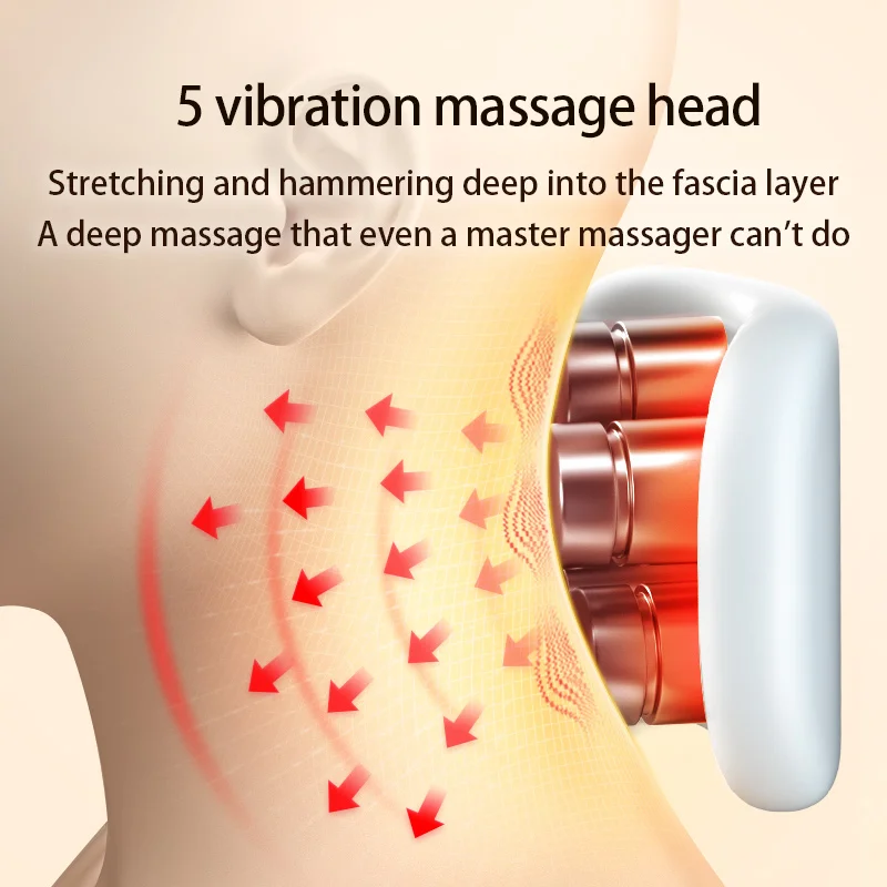 Smart neck massager portable shoulder neck massage cervical vertebra health care vibrator heating relieve pain muscle