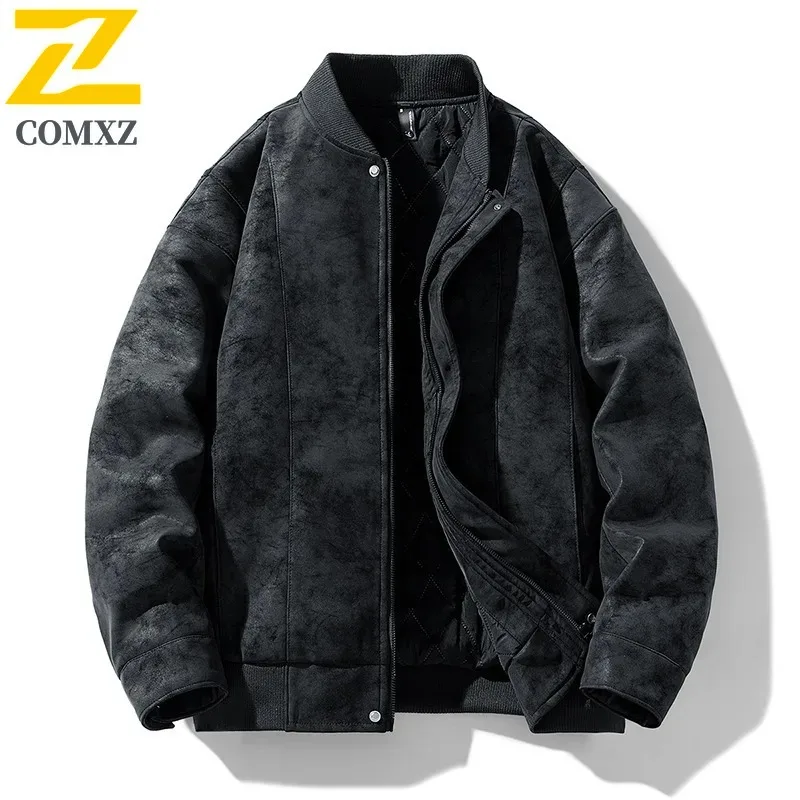 COMXZ 2025 New Men's Graphene Puffer Jacket Loose Stand Collar Short-Sleeve Warm autumn winter Windproof Casual Sport Outerwear
