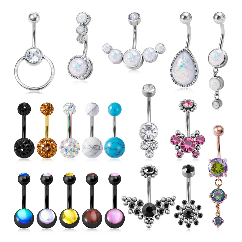 1pc Bling CZ Zircon Belly Button Rings Stainless Steel Belly Piercing