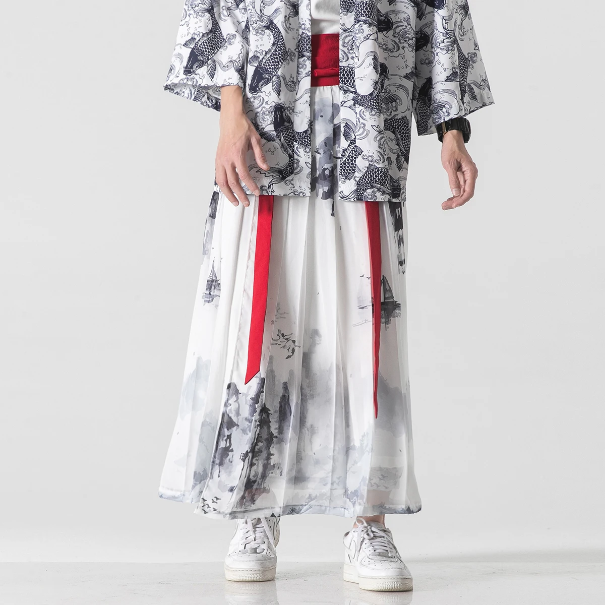 Fashion Men Streetwear Wide Leg Pants Mens Cotton Linen Harem Pants Male Chinese Style Baggy Hakama Han Fu Trousers 4