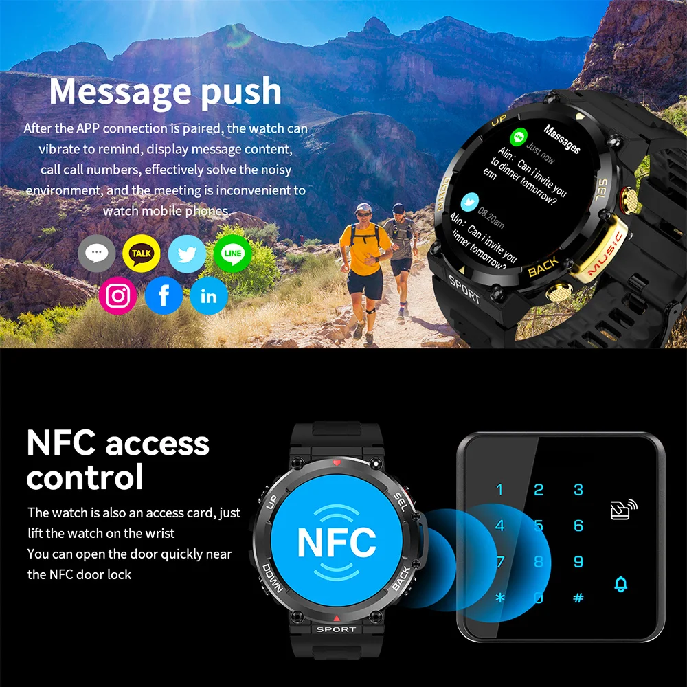 Ʈ ġ IP68   ȭ  ð 400mah LF33 smartwatch NFC PK T Rex 2 1.39 ġ 360*360 HD Ǹ