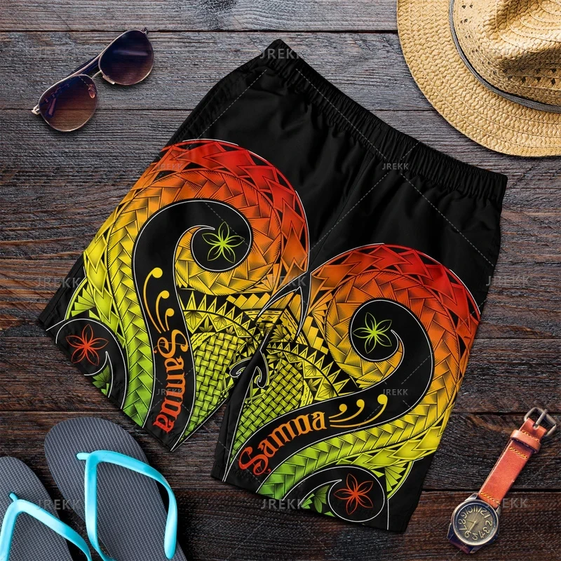 New Harajuku 3D Polynesian Samoa Printing Beach Shorts For Men Fashion Streetwear Board Shorts Unisex Cool Swimming Shorts Pants 2