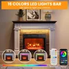 44 Inch LED Electric Fireplace with Fireplace, LED Effect and Stacked Stone Surround, Living Room Remote Timer 3