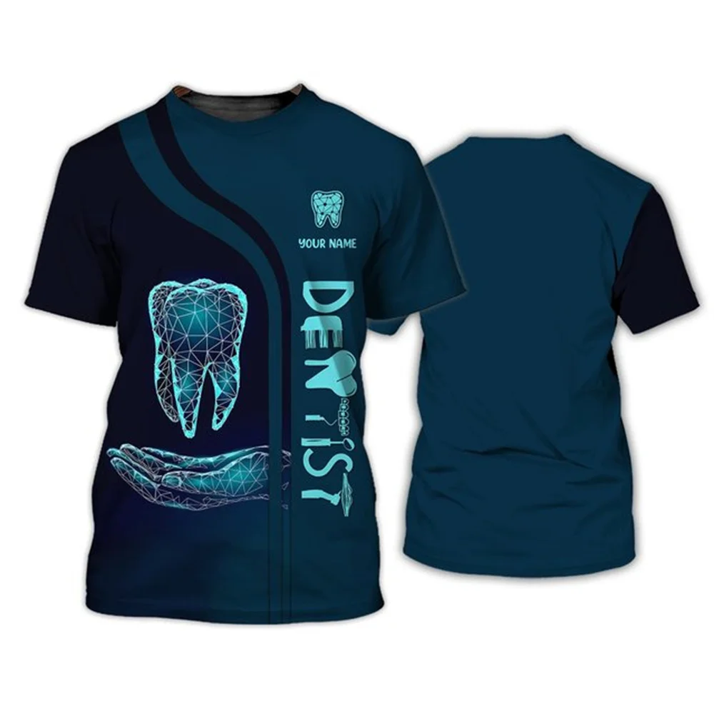 

New Summer Dentist Oral Care Men/Women Work T-shirt Fun Casual Street Clothing Fashion Breathable Round Neck Short Sleeve Top