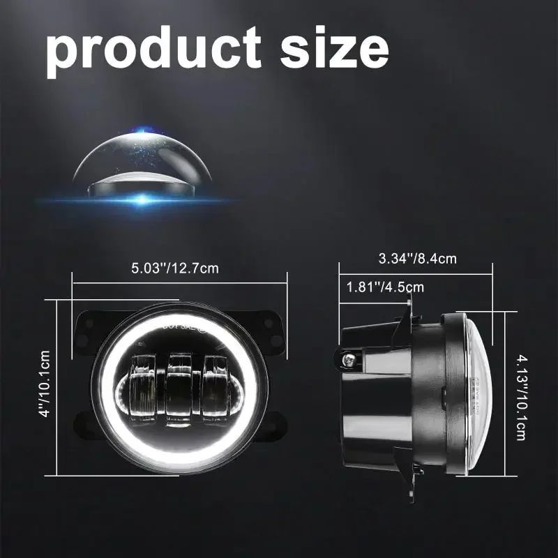 지프 랭글러 JL 2018-2023용 LED 안개등 DRL 헤일로 턴 브래킷 포함 LED 안개등 조립 범퍼 주행등