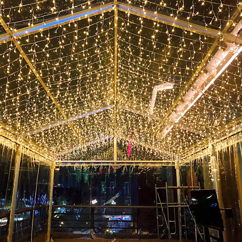 

EU/US LED Curtain Icicle String Light Droop 0.6-0.8m Decorations for Home Eave Street Winter Decor Christmas Garland Outdoor