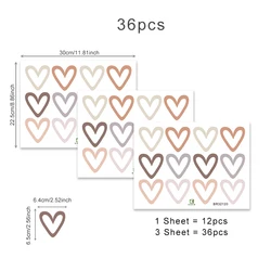 Heart Shape Boho Wall Stickers - Trendy Bohemian Decals (C Style)