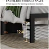 Twin Size Platform Bed Frame with Upholstered Headboard, Metal Slats Support, Button Tufted Square Stitched Headboard 6