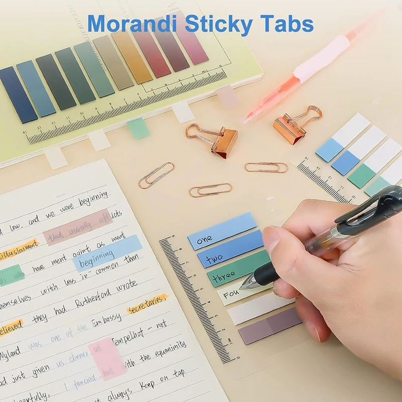 24PCS Page Markers Sticky Index Tabs Writable And Repositionable File Tabs Flags With Ruler For Reading Notes