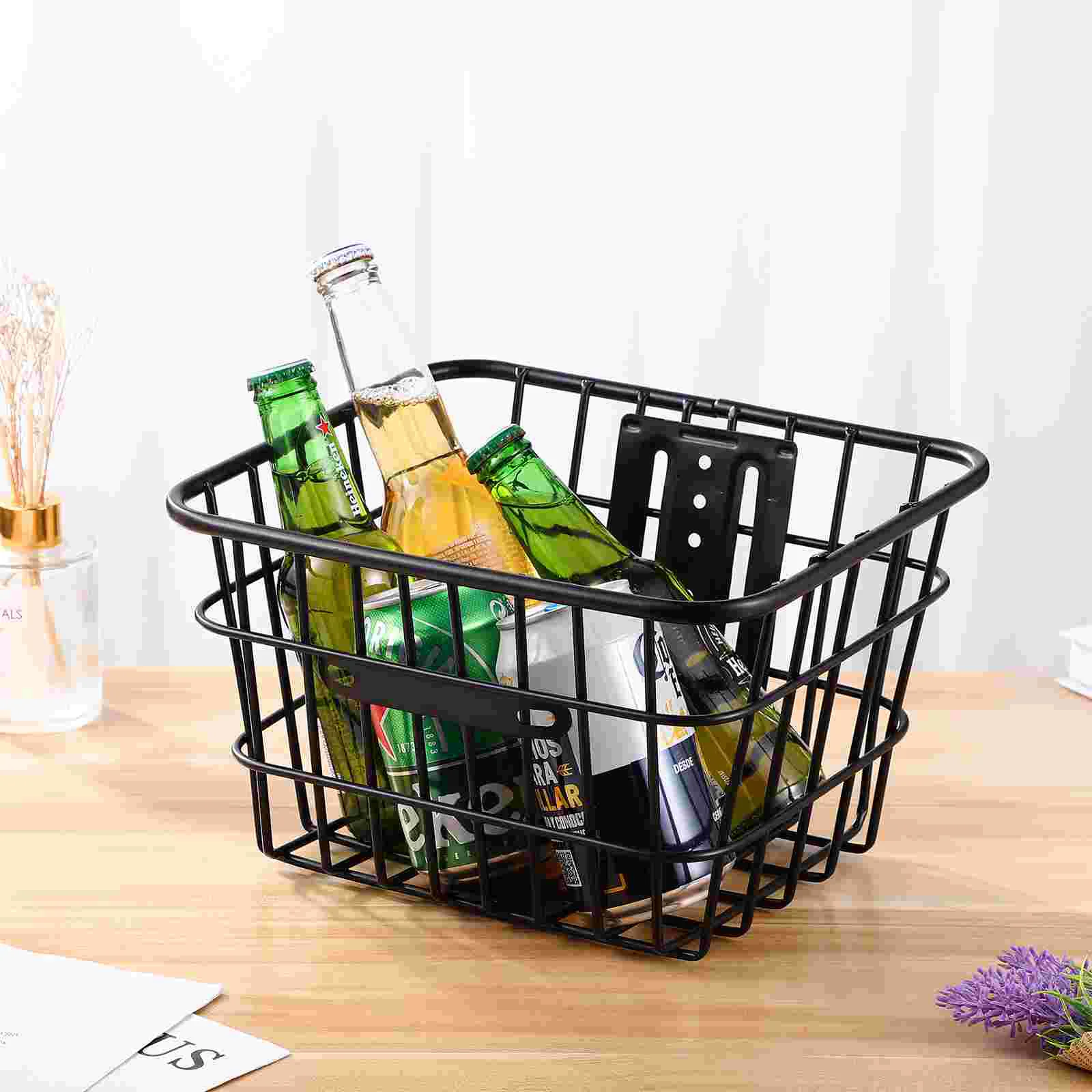 Iron Wire Basket Bike Front Basket Organizing Storage Basket Front Handlebar Bike Basket Organizer