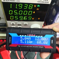 High Precision Digital Wattmeter with Backlit Display - 0 - 60V 150A Current Power Analyzer - 1PC
