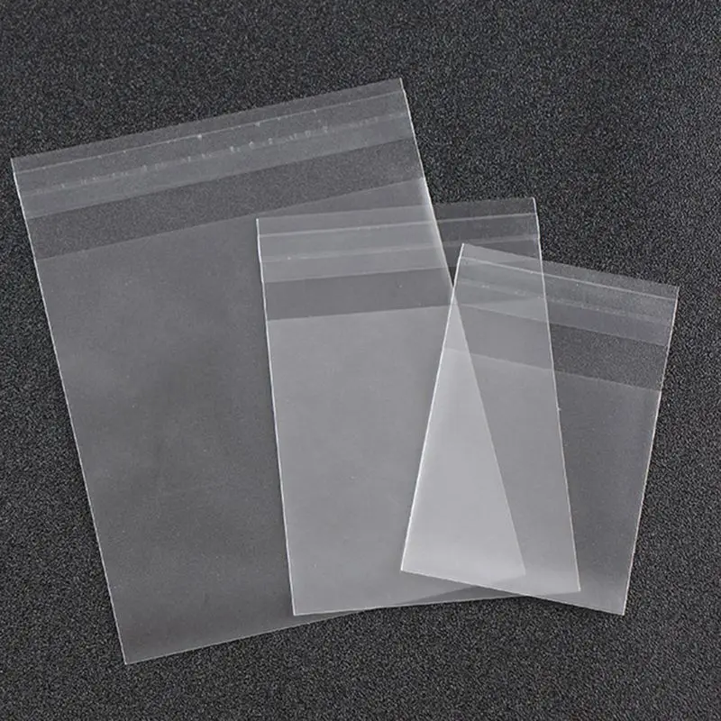 100Pcs/Set Semi Transparent Frosted Cookie Candy OPP Bag Self-Adhesive Plastic B