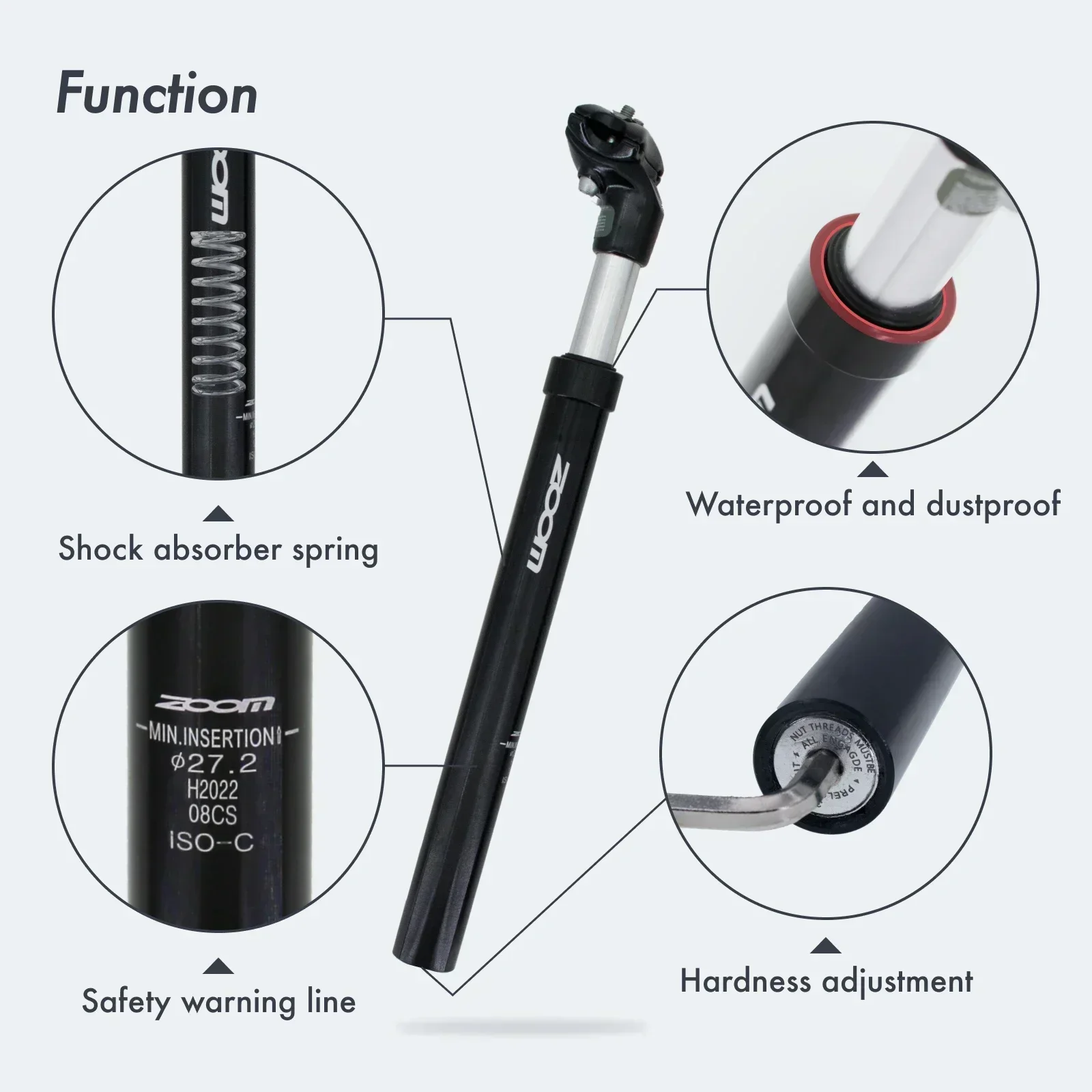 ZOOM Suspension Seatpost Shock Absorber Damping Alu MTB