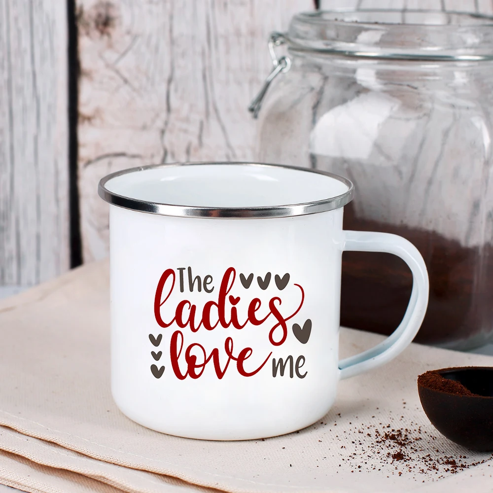 The Ladies Love Me Creative Enamel Coffee Mugs Men Campfire