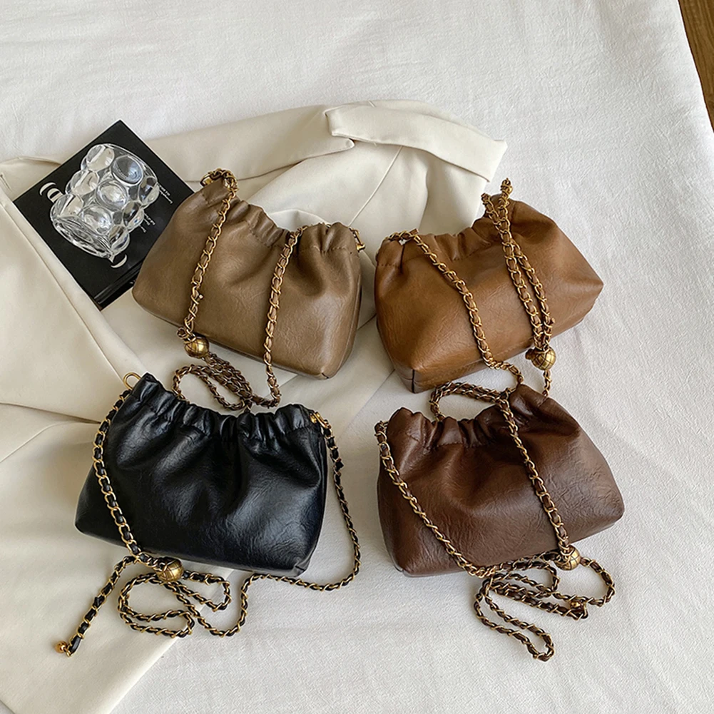 Women Chain Shoulder Bag PU Leather Crossbody Tote Bag Casual Messenger Satchel Sling Girl Purse