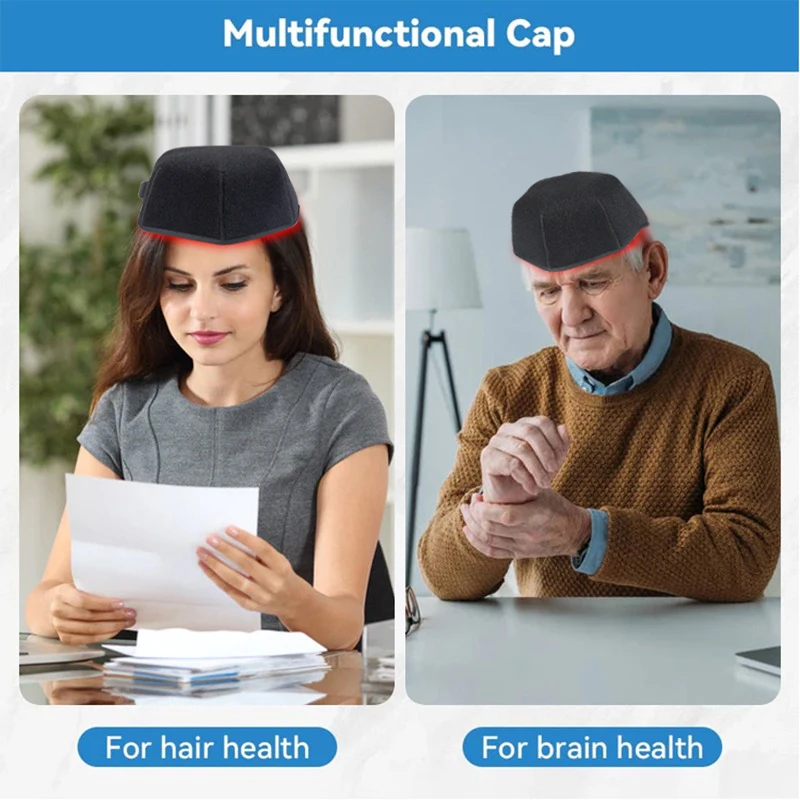Cappello per terapia con luce LED rossa a infrarossi vicini da 660 nm e 850 nm per la crescita dei capelli, per prevenire la caduta dei capelli, rilassamento della testa, sollievo del cuoio capelluto_voghion.com
