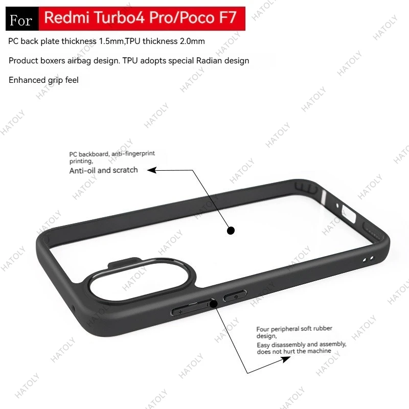 Transparent Black Frame Anti-Shockproof TPU Case for Xiaomi Poco F7 Series