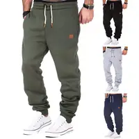 Loose Fit  Fashion Solid Color Plush Lined Drawstring Casual Sweatpants Anti-pilling Jogger Pants Faux Leather Logo   for Work 5