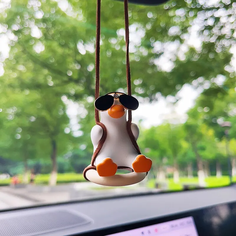 Cute Anime Car Interior Decoration Gypsum Swing Duck Auto Rearview