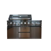 Armoire de cuisine extérieure moderne coréenne en acier inoxydable, nouveau jardin complet BBQ gaz Propane îlot en carbone 3