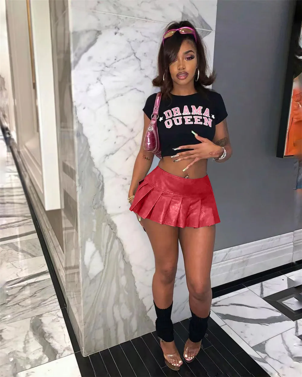 Leather Mini Skirt Outfit Red Leather Skirt 9mm Plus Size Black