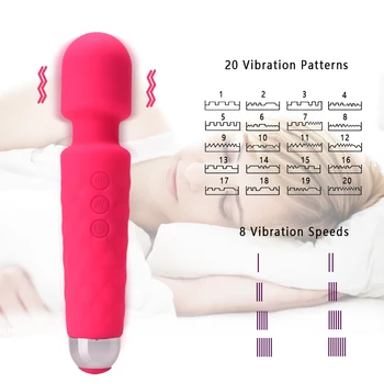 Massage Stick 20 Frequency Strong Vibrator AV Stick Waterproof USB Rechargeable Adult Sex Products Vibrator  For Women 2