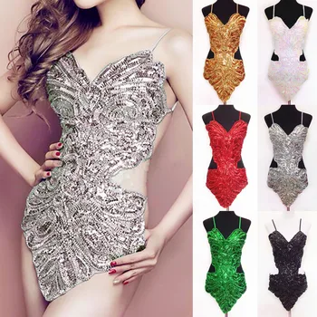 All Sequins Dance Costume Flashy Hip Wrap Performance Wear Women Dress Striped Midi Dress Sexy Dresses For Women Party Casual 1