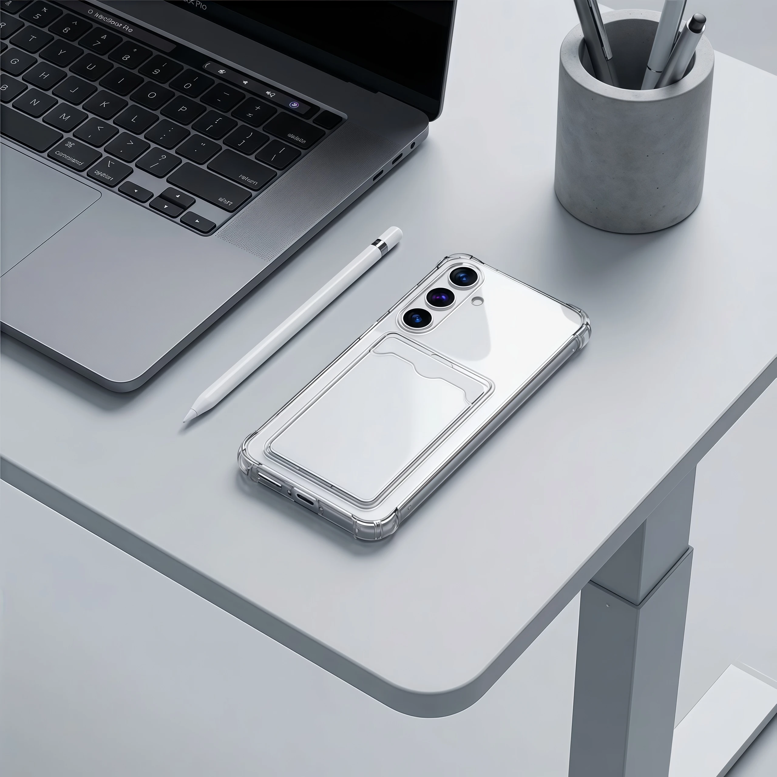 Clear Shockproof Silicone Phone Case with Card Slot Back Cover
