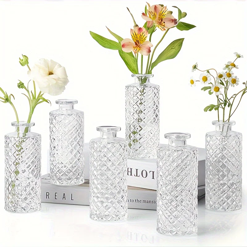 Lot De 30 Petits Vases Bourgeon En Verre Vintage - Couleurs Chaudes (série Orange/jaune)