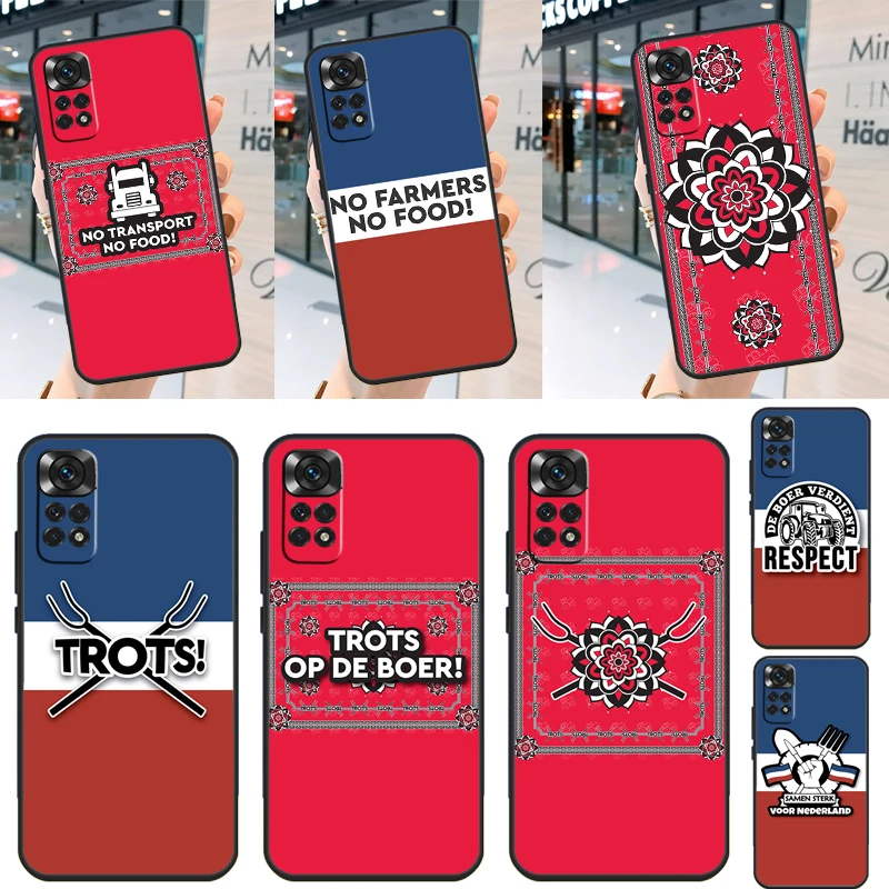 No Farmers No Food Trots Op De Boer Case Per Xiaomi Redmi Note 12 Pro Plus Turbo 8 9 10 11 Pro 9S 10S 11S 12S 9C 10C 12C Cover