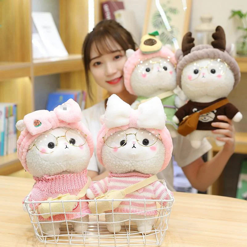 30cm Kawaii Alpaca Plush Toy Stuffed Animals Soft Plushie Dressed