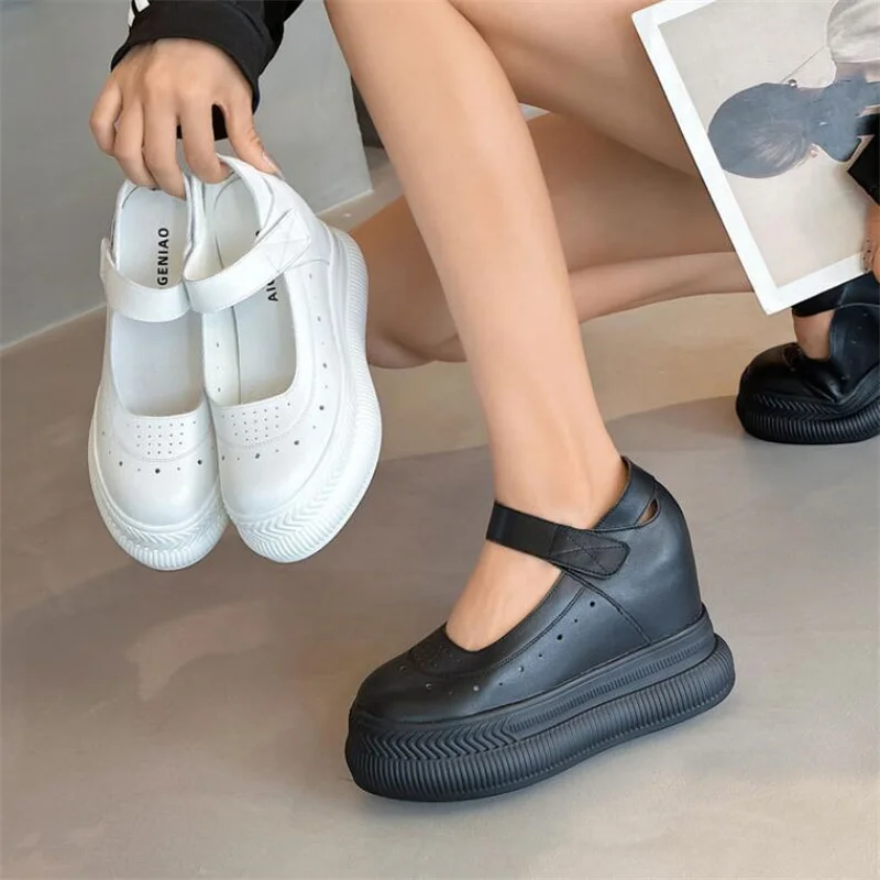 10cm 에어 메쉬 두꺼운 굽 앵클 부츠 여름 통기성 여성 부츠 레이스 통기성 모터사이클 플랫폼 웨지 여성 신발