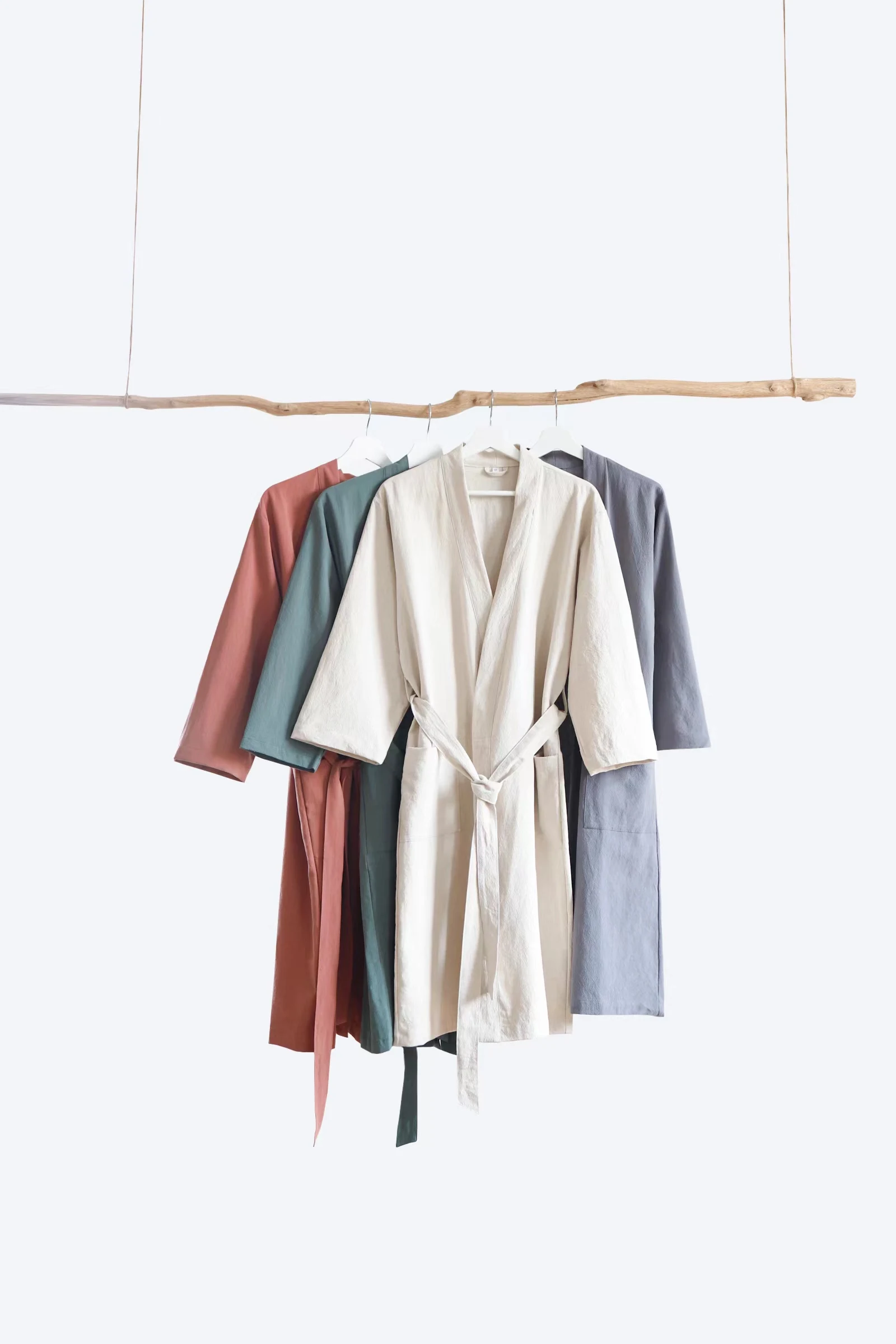 COZOK Pijama de lino y algodón para mujer, albornoz, ropa de casa ...