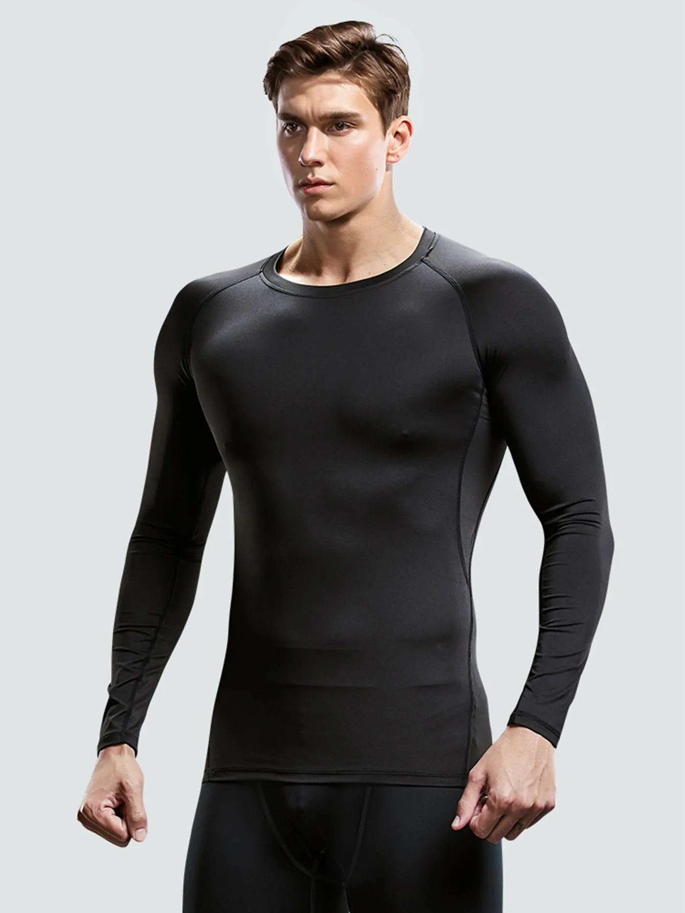 Fitness Clothes Men'S Quick-Drying Long-Sleeved Sports Underwear Suit Football Training Basketball Base Ski Four Seasons