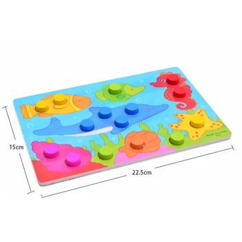 3D Wooden Puzzle Jigsaw Toy Montessori Baby Toys Wood Cartoon Animal Puzzles Game Kids Early Educational Toys for Children Gifts 6