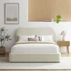 Modway Keynote Modern Queen Bed Frame with Curve Shaped Headboard in Alabaster, Upholstered in Performance Velvet, Queen Size Pl 1