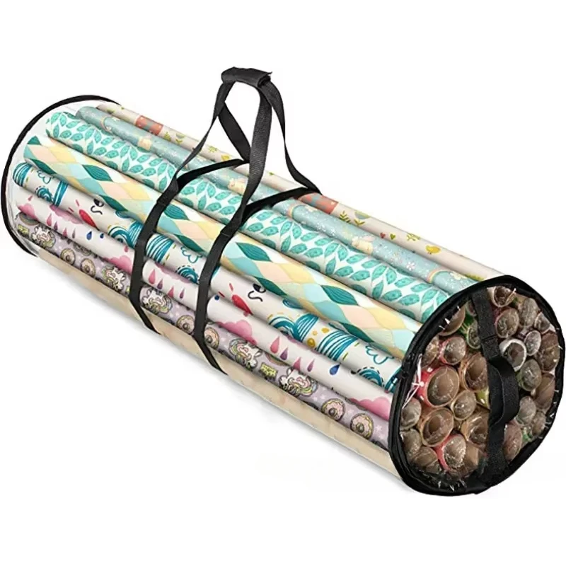 Wrapping Paper Storage Bag Clear Waterproof Storage Bin Container Gift Wrap Organizer Stores Holiday Christmas Organizer