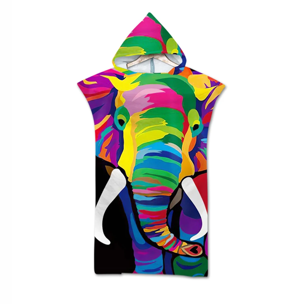 

Microfiber animal print hooded bath towel beach towel poncho surfing towel swimming outdoor bathrobe