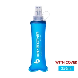 Collapsible Soft Flask Water Bottle - 250ml/500ml, Ideal for Running and Hydration Packs (250ML WITH COVER)