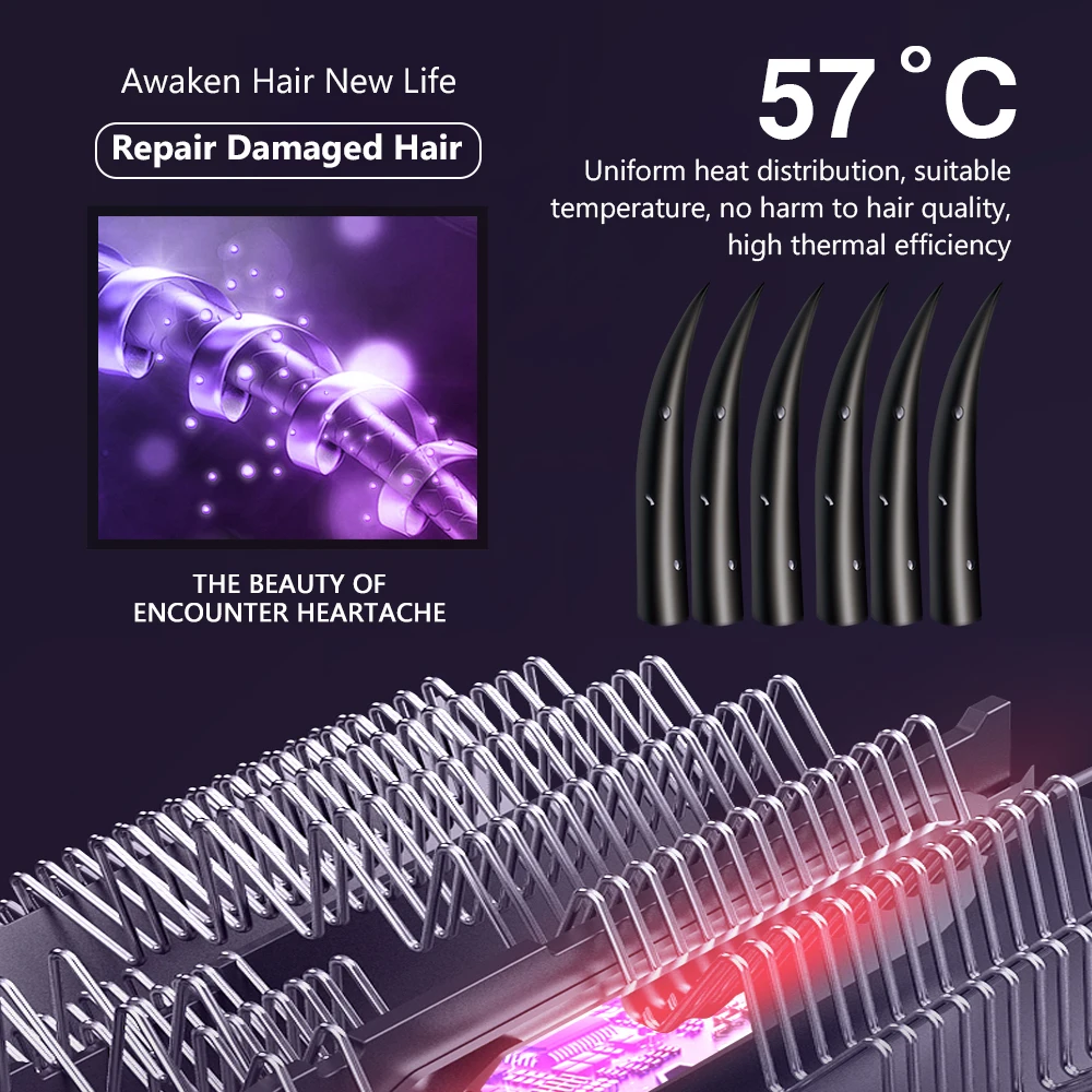 5 in 1 Hot Air Comb Automatic Curling Iron Dual Purpose Hair Styling Comb Automatic Hair Suction Super Leafless Dryer Tools