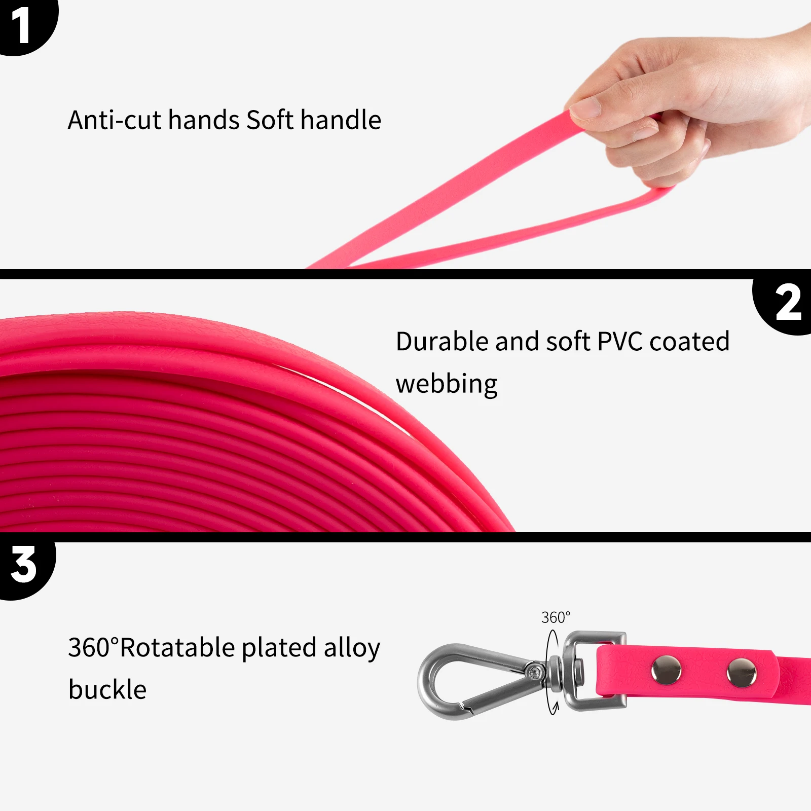 Long Dog Leash Waterproof PVC Dog Training Leash Great for Training Beach Swimming Playing 50 FT 30 FT 20 FT 15 FT and 10 FT