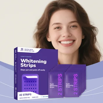 Strisce Sbiancanti per Denti Sicure per lo Smalto, Rimozione Macchie, Alito Fresco, Sbiancamento Duraturo, Igiene Orale, Strisce Viola per Sbiancamento Dentale