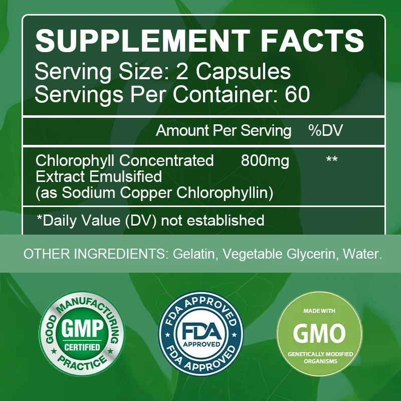 Chlorophyll Capsules Detox Cleanse Greens Supplements Ultra High Absorption